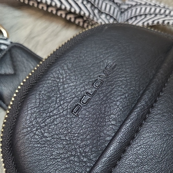NWT PCLOVE Black Crossbody Bag with Patterned Strap - Picture 2 of 8